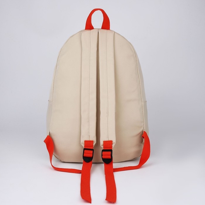 Рюкзак текстильный с карманом, бежевый, 45х30х15 см - фото 4 - id-p211520723