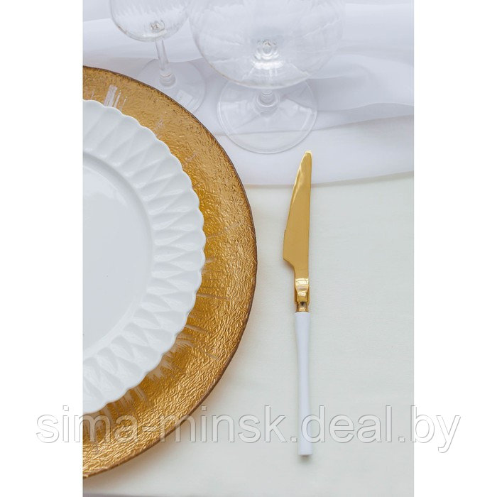 Тарелка стеклянная подстановочная Magistro «Бурлеск», d=33 см, цвет золотой - фото 8 - id-p211526075