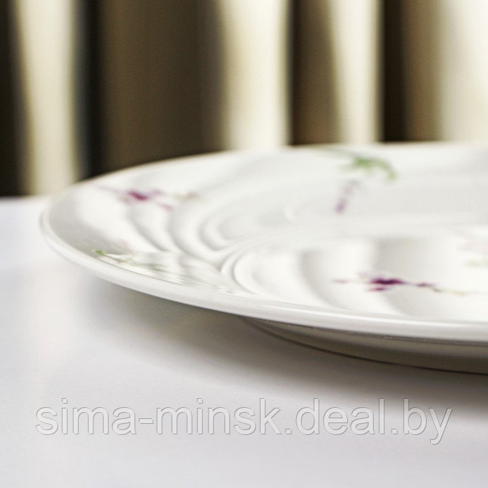 Тарелка фарфоровая обеденная Доляна «Лаванда», d=27 см, цвет белый - фото 3 - id-p211525393