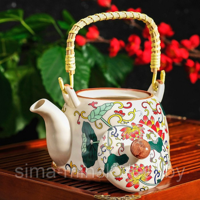 Чайник керамический заварочный с металлическим ситом «Лотос», 900 мл - фото 2 - id-p211524290