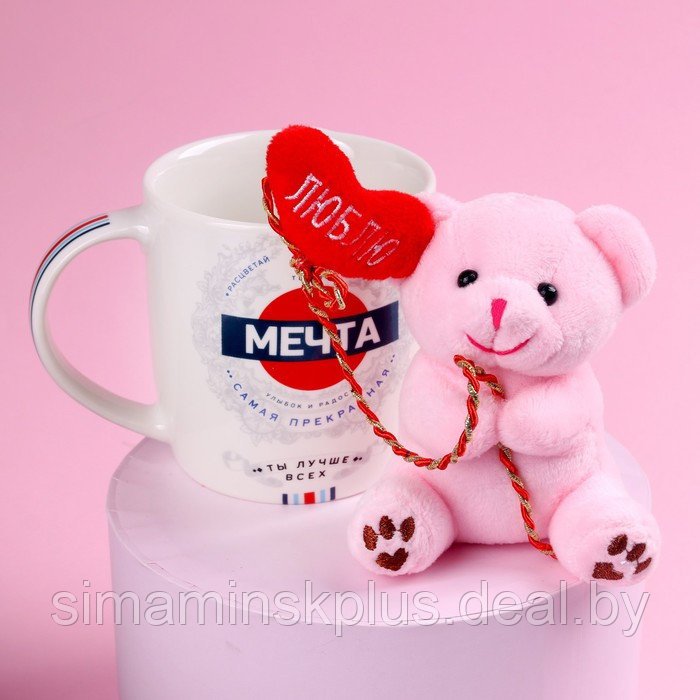 Набор «Мечта», мягкая игрушка в кружке, медведь, цвета МИКС - фото 3 - id-p211526485
