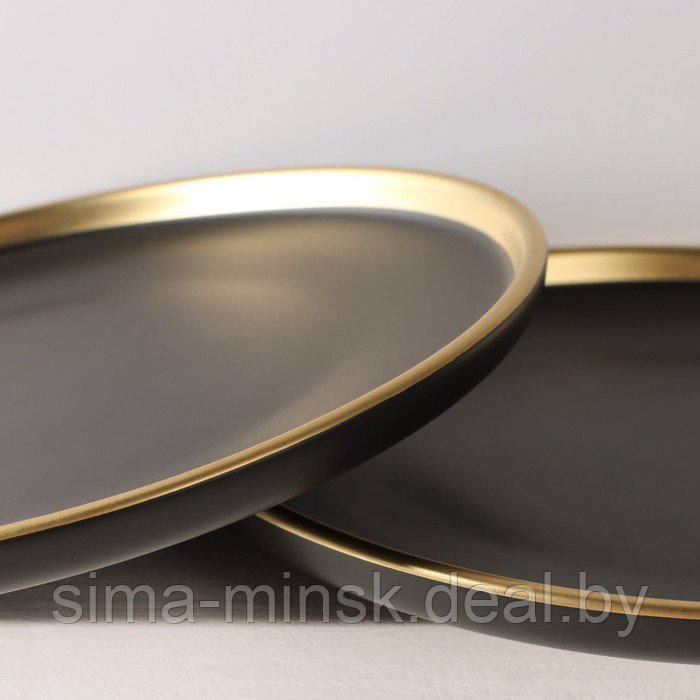 Набор фарфоровых тарелок «Ночь», 2 предмета: d=25,5 см, цвет чёрный - фото 3 - id-p211525430