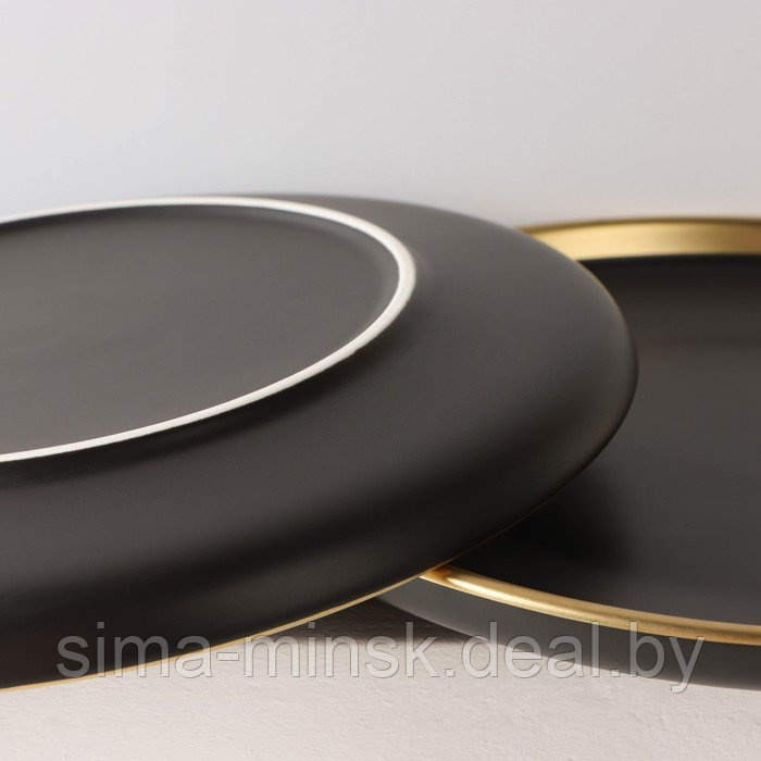 Набор фарфоровых тарелок «Ночь», 2 предмета: d=25,5 см, цвет чёрный - фото 4 - id-p211525430