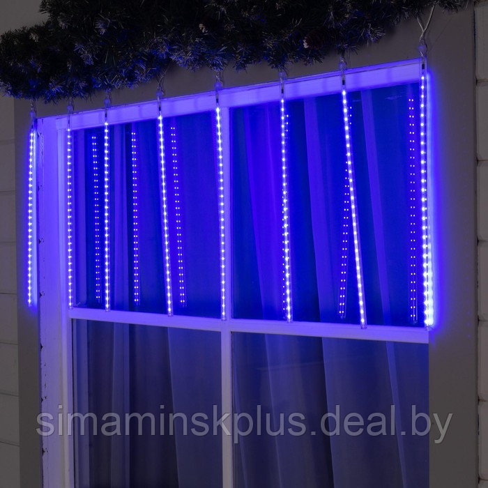 Гирлянда «Сосульки» 2.5 × 0.5 м, IP65, прозрачная нить, 288 LED, свечение синее с эффектом стекания, 12 В - фото 1 - id-p211526524