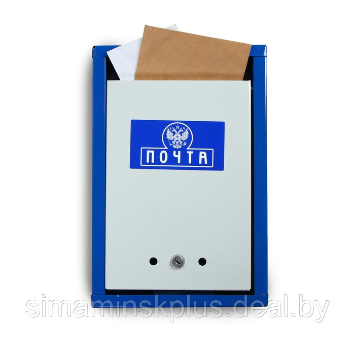 Ящик почтовый с замком, вертикальный «Герб», синий - фото 1 - id-p211527416