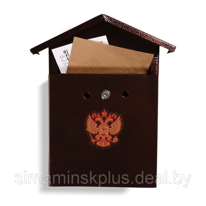 Ящик почтовый с замком, вертикальный, «Домик-Элит», коричневый - фото 1 - id-p211527417