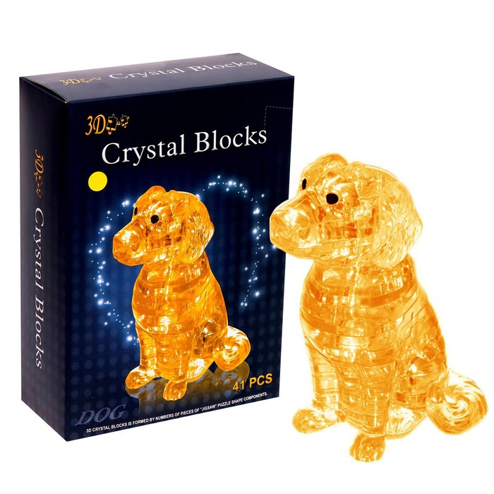Пазл 3D кристаллический «Спаниель», 41 деталь, цвета МИКС - фото 1 - id-p211526052