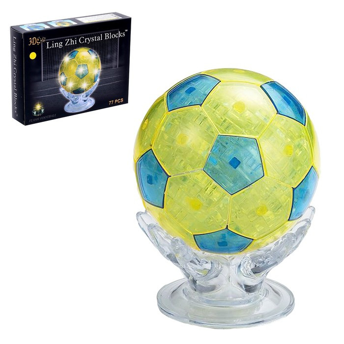 Пазл 3D кристаллический «Мяч», 77 деталей, световые эффекты, работает от батареек, МИКС - фото 1 - id-p211526054