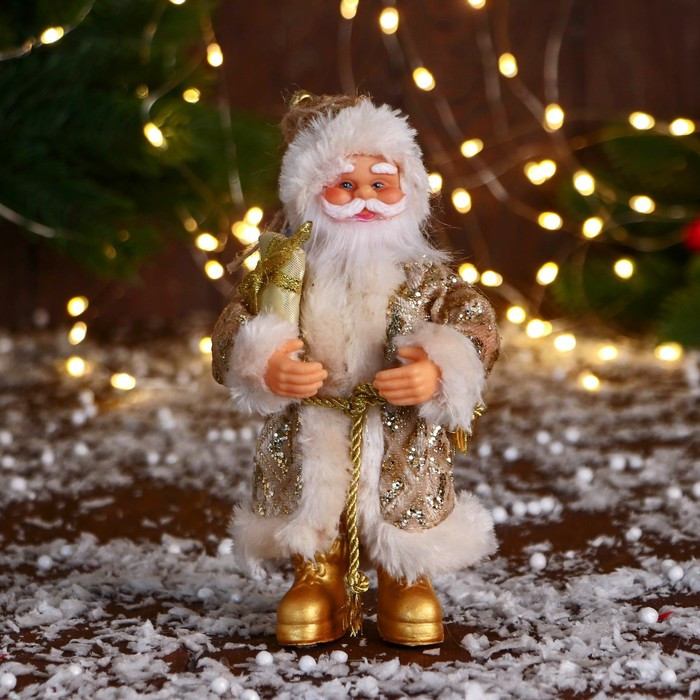 Дед Мороз "В колпаке " 17 см, золото - фото 1 - id-p211524538