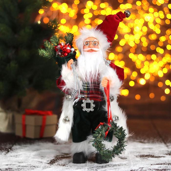 Дед Мороз "В красной шубке с новогодним венком" 16х30 см - фото 1 - id-p211524547