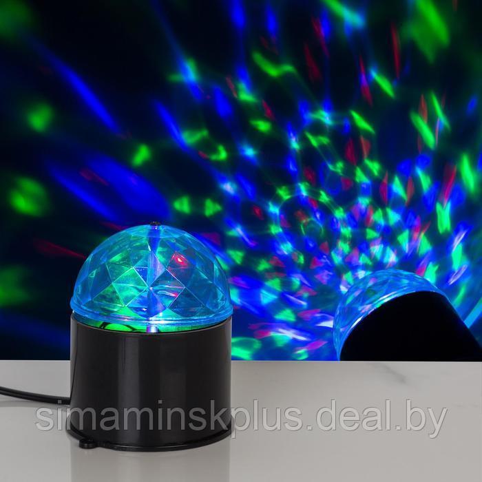 Световой прибор «Хрустальный шар» 7.5 см, свечение RGB, 220 В, чёрный - фото 1 - id-p211526869
