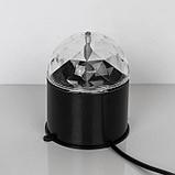 Световой прибор «Хрустальный шар» 7.5 см, свечение RGB, 220 В, чёрный, фото 3