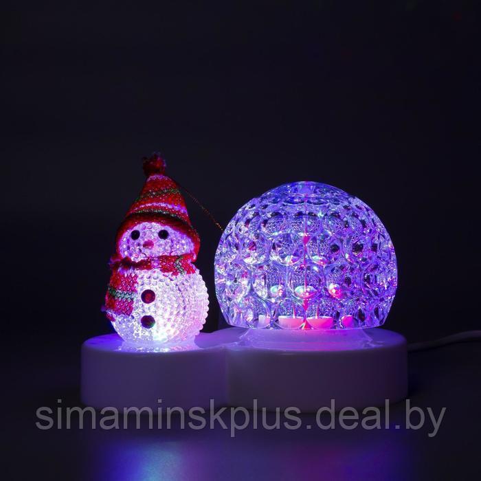 Световой прибор «Снеговик с прозрачным шаром» 9.5 см, свечение мульти, 220 В - фото 7 - id-p211526872