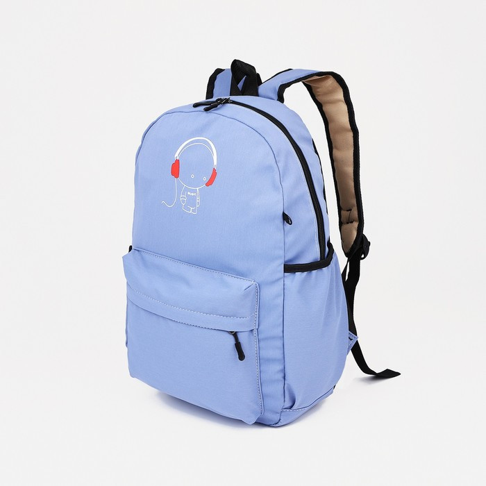 Рюкзак на молнии, 3 наружных кармана, кошелёк, цвет сиреневый - фото 2 - id-p211529348