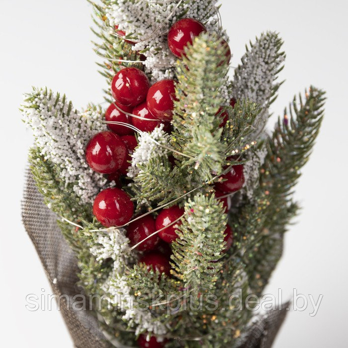 Светодиодная фигура «Снежная ёлка с ягодами», 12.5 × 28.5 × 7.5 см, пластик, батарейки CR2032х2, свечение - фото 3 - id-p211526893