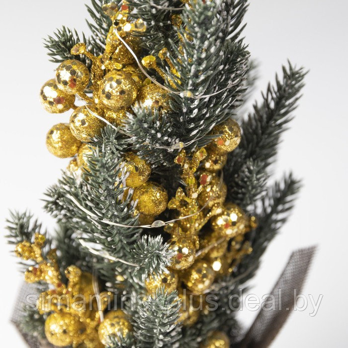 Светодиодная фигура «Ёлка с золотистым декором», 14 × 35 × 7.5 см, пластик, батарейки CR2032х2, свечение - фото 3 - id-p211526900