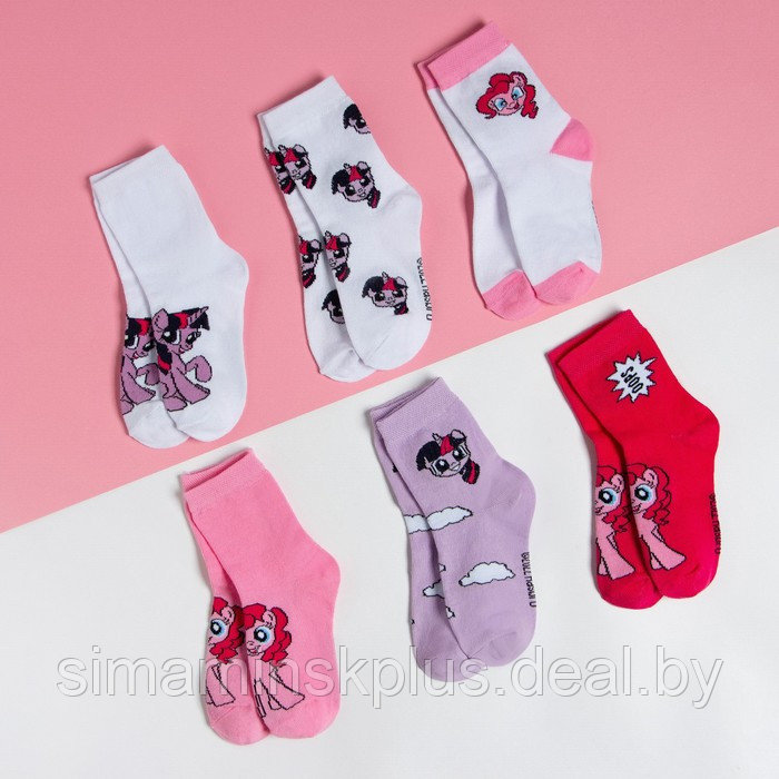 Подарочный набор носков адвент, 6 пар "Искорка и Пинки Пай", My little Pony, 14-16 см - фото 3 - id-p211532666