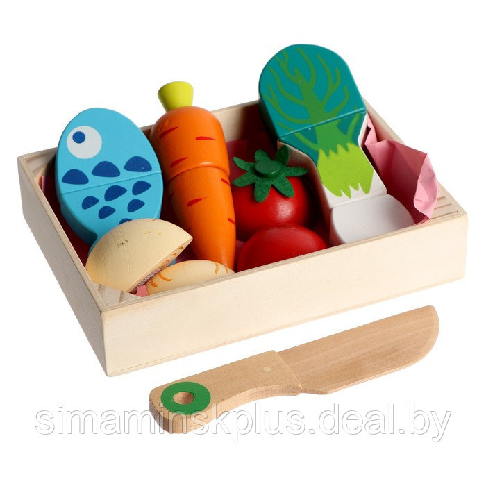 Игровой ящик с продуктами «Овощи и рыба» 17х12,5х3,5 см - фото 1 - id-p211533264