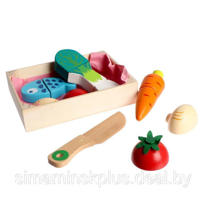 Игровой ящик с продуктами «Овощи и рыба» 17х12,5х3,5 см - фото 2 - id-p211533264