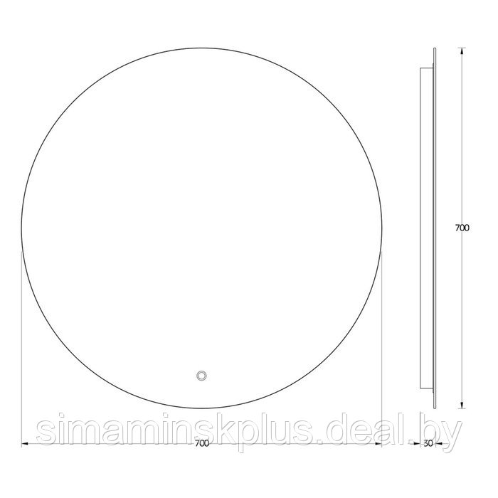 Зеркало Evororm с LED-подсветкой, сенсорный выключатель, 18W, d=70 см, тёплый белый свет - фото 2 - id-p211529705