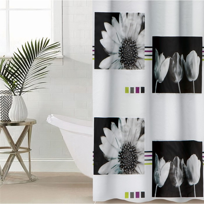 Штора для ванны Доляна «Белые цветы», 180×180 см, EVA - фото 1 - id-p211536864