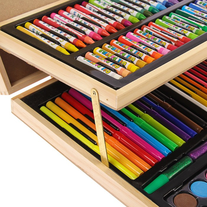 Набор для рисования в деревянном чемоданчике, складной - фото 6 - id-p211528916