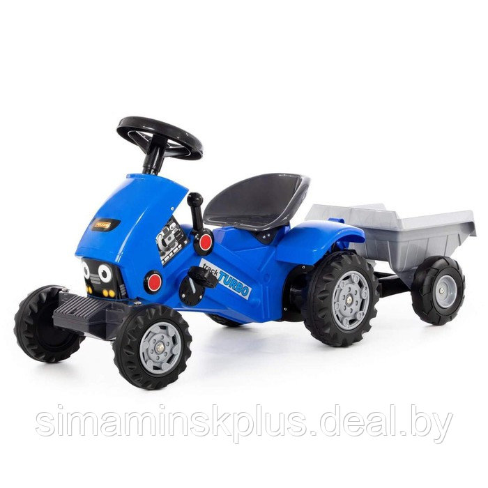 Педальная машина для детей Turbo-2, с полуприцепом, цвет синий - фото 1 - id-p211539400