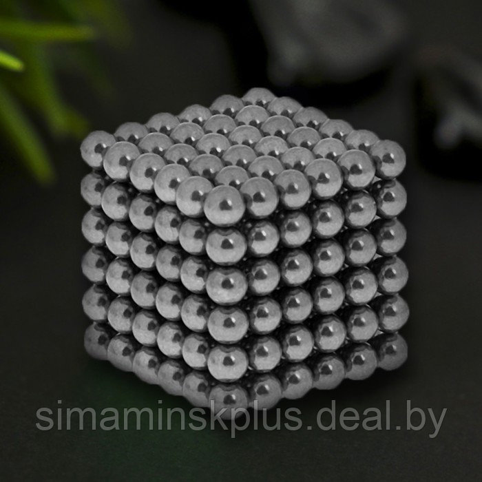 Антистресс магнит "Неокуб" 216 шариков d=0,5 см (черн серебро) - фото 1 - id-p211530665