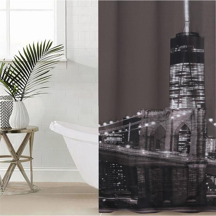 Штора для ванны Доляна «Манхэттен», 180×180 см, полиэстер - фото 1 - id-p211536891
