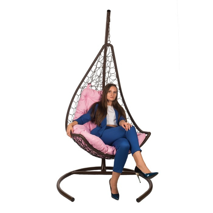 Подвесное кресло Wind Brown розовая подушка - фото 1 - id-p211536591