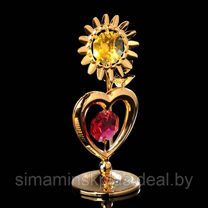 Сувенир «Сердце с солнцем», 3×3×8 см, с кристаллами - фото 1 - id-p211530821