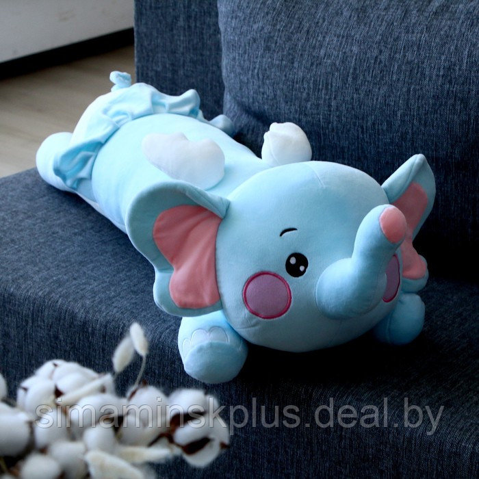Мягкая игрушка-подушка «Слоник», 80 см, цвет голубой - фото 1 - id-p211541165