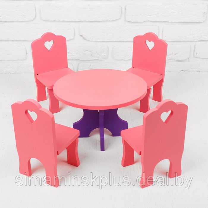 Мебель кукольная «Столик со стульчиками», 5 деталей - фото 1 - id-p211532776
