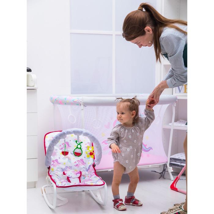 Шезлонг-качалка для новорождённых «Цветы», игровая дуга, съёмные игрушки МИКС - фото 2 - id-p211537704