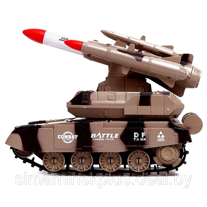 Танк радиоуправляемый Rocket, стреляет, эффект дыма, цвет коричневый - фото 2 - id-p211540177