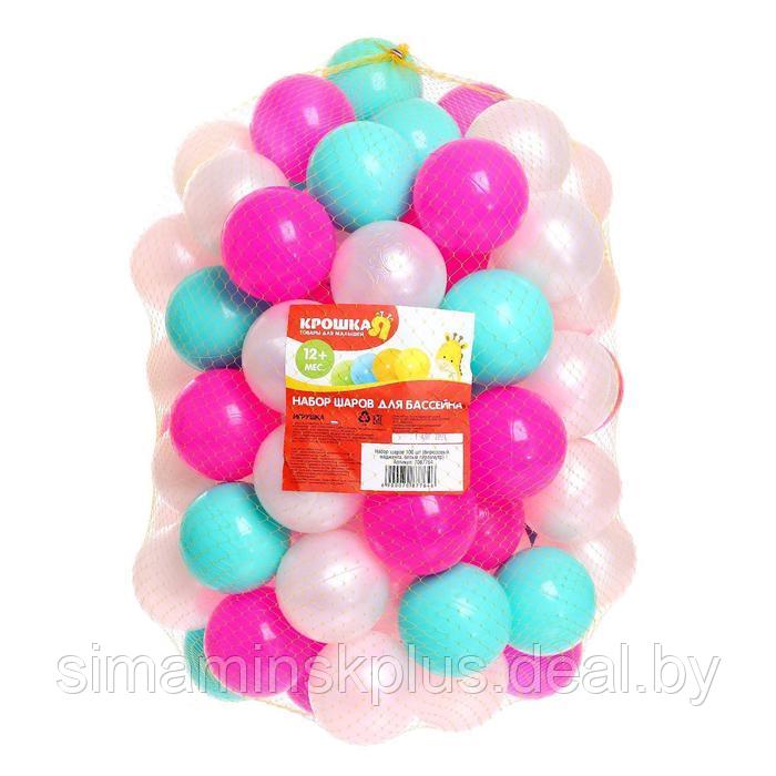 Набор шаров 100 штук, цвета бирюзовый, маджента, белый перламутр, диаметр шара 7,5 см - фото 4 - id-p211540741
