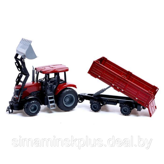 Трактор инерционный «Фермер» с прицепом и сменными ковшами, цвет бордовый - фото 3 - id-p211539623