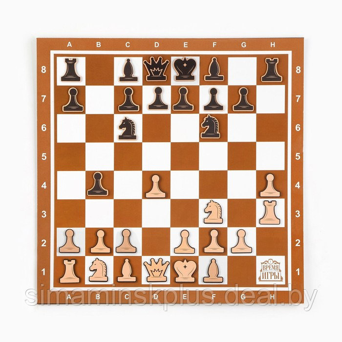 Демонстрационные шахматы "Время игры" на магнитной доске, 32 шт, поле 40 х 40 см, коричневые - фото 1 - id-p211542702