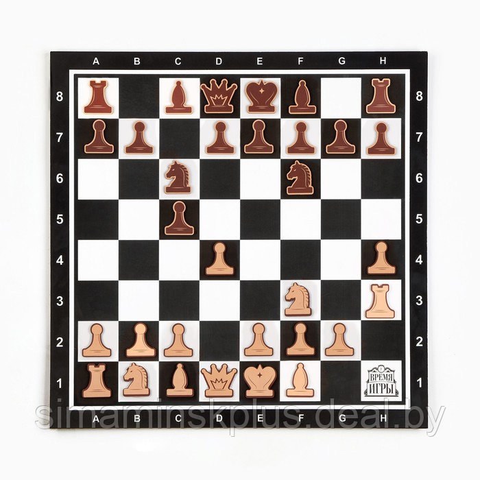 Демонстрационные шахматы "Время игры" на магнитной доске, 32 шт, поле 40 х 40 см, чёрные - фото 1 - id-p211542703