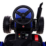 Электромобиль «Трактор», с прицепом, EVA колеса, кожаное сидение, цвет синий, фото 5