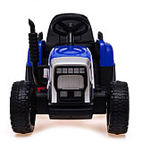 Электромобиль «Трактор», с прицепом, EVA колеса, кожаное сидение, цвет синий, фото 6