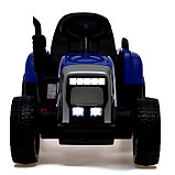 Электромобиль «Трактор», с прицепом, EVA колеса, кожаное сидение, цвет синий, фото 7