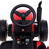 Электромобиль «Трактор», с прицепом, EVA колеса, кожаное сидение, цвет красный, фото 5