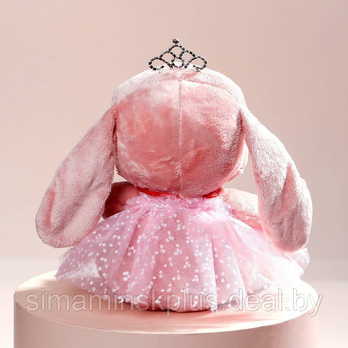 Мягкая игрушка «Зайка Ла-Пу-Ля в платье с короной», цвет розовый, 20 см - фото 5 - id-p211541459