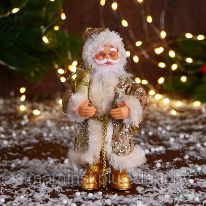 Дед Мороз "В колпаке " 17 см, золото - фото 1 - id-p211542888