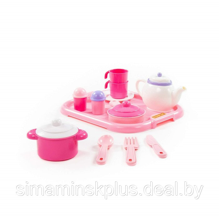 Набор детской посуды «Настенька», с подносом на 2 персоны, 19 элементов - фото 3 - id-p211537542