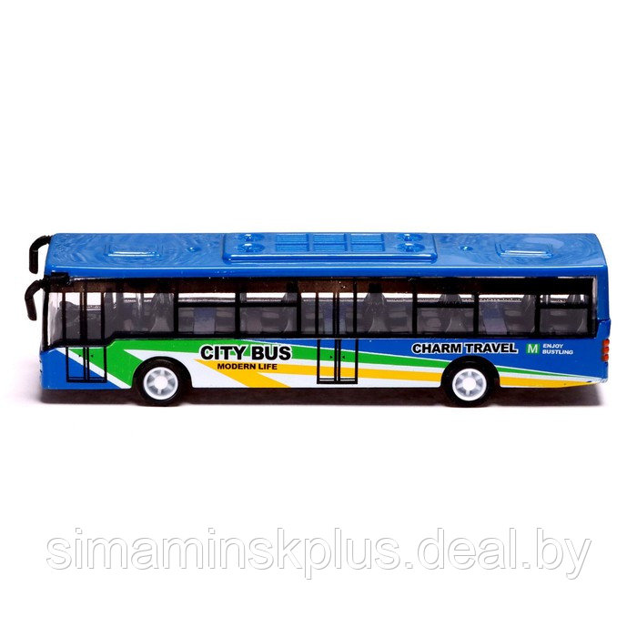 Автобус металлический «Междугородний», инерционный, масштаб 1:43, цвет синий - фото 2 - id-p211539875