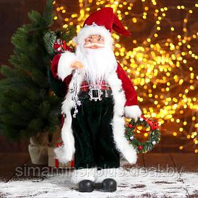 Дед Мороз "В красной шубке с новогодним венком" 24х45 см
