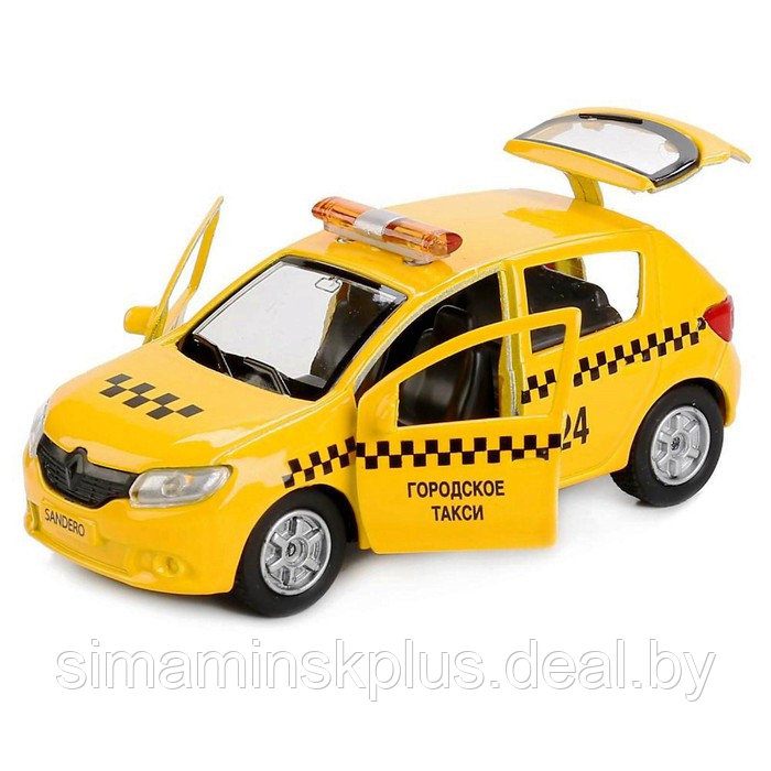 Машина металл «Renault Sandero такси» 12см, открываются двери, инерционная - фото 1 - id-p211539906