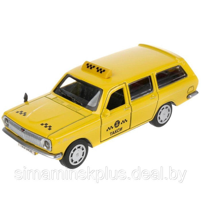 Машина металлическая ГАЗ-2402 «Волга такси», 12 см, открываются двери и багажник, цвет жёлтый - фото 1 - id-p211539914